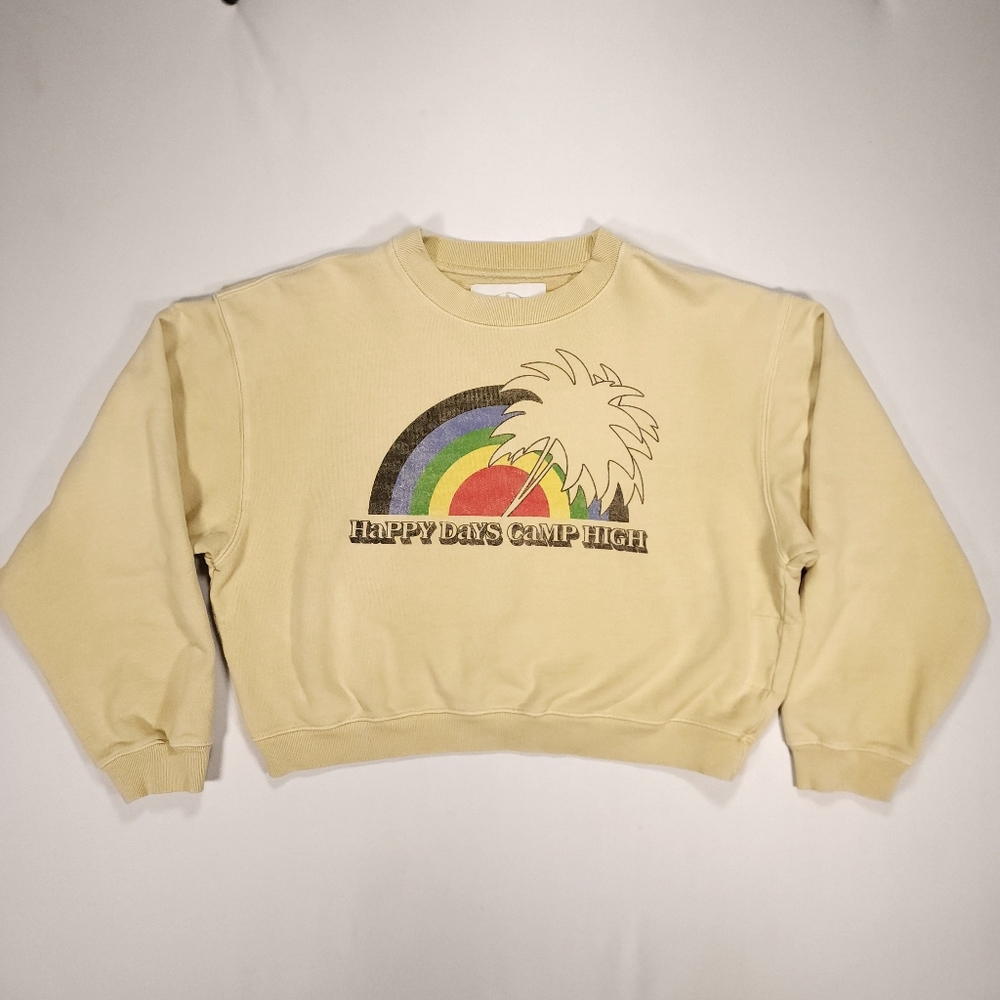 Camp High Collective Crewneck Pull over Sweatshirt Women's Large Yellow GUC Rare